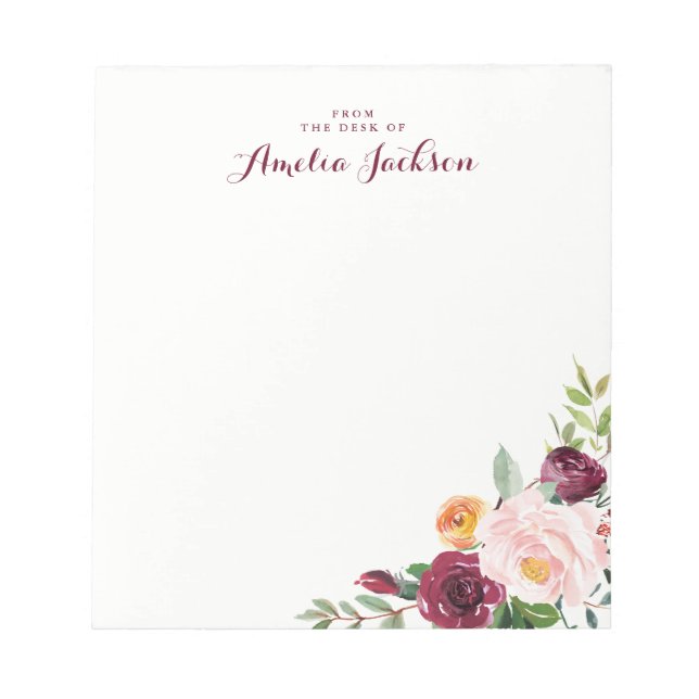 Papeterie Bloc-Notes Personnalisé Fleur de Bourgog (Devant)