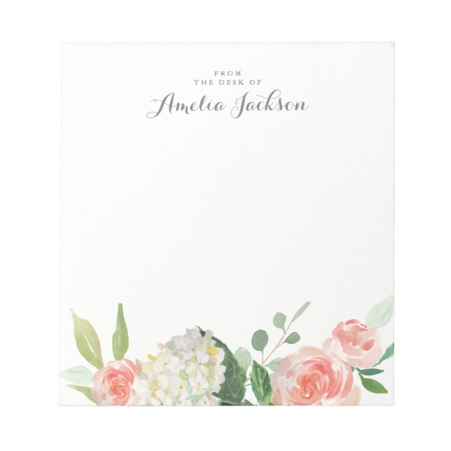 Papeterie Bloc-Notes Personnalisé Fleurs Roses (Devant)