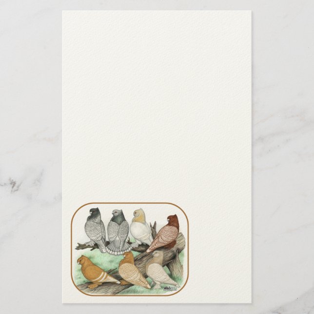Papeterie Blondinettes de pigeons de frill classique (Devant)