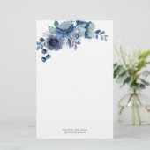 Papeterie Blue Garden Floral Monogramme Papier à lettres (Debout devant)