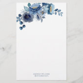 Papeterie Blue Garden Floral Monogramme Papier à lettres (Devant)