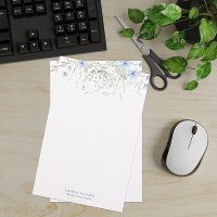 Blue Garden Floral Monogramme Papier à lettres