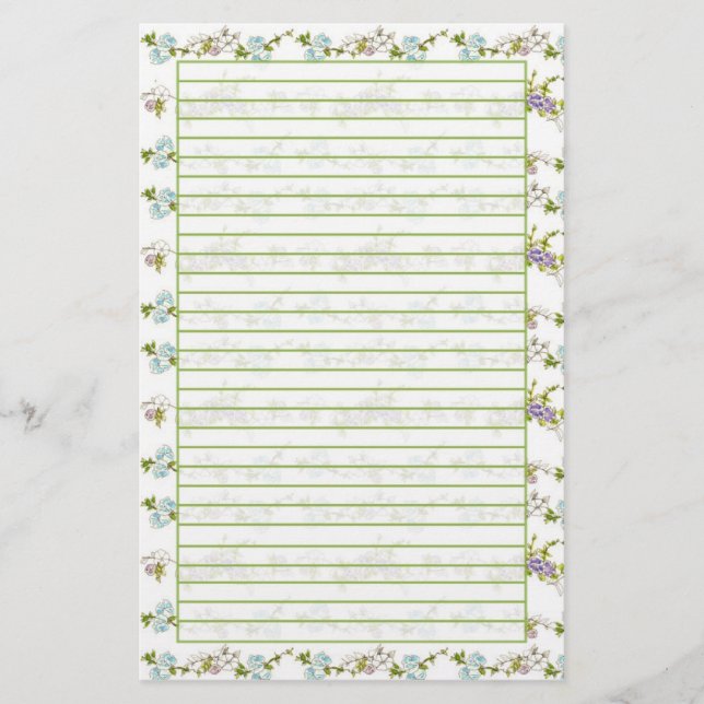 Papeterie Blue Morning Glory Aquarelle Fleurs Lined (Devant)