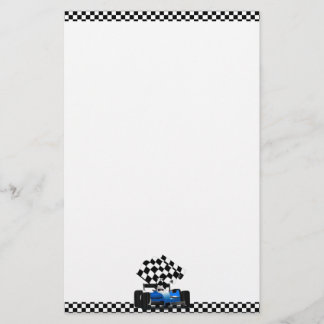 Papeterie Blue Race Car with Checkered Flag