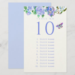 Papeterie Blue Rose Ribbon Monogram Wedding Guest List