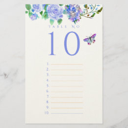 Papeterie Blue Rose Ribbon Monogram Wedding Guest List Stati