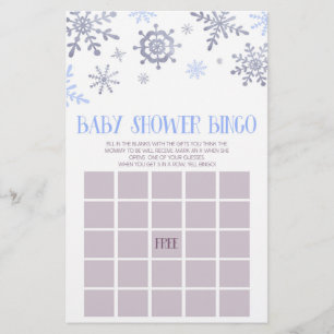 Papeterie Blue Snowflake Hiver Bingo Baby shower Jeu