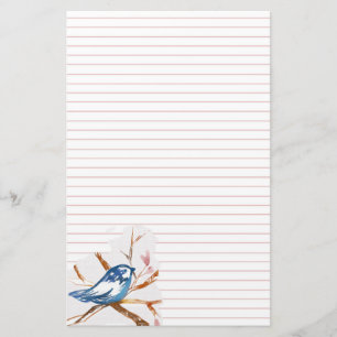 Papeterie Bluebird Dans Un Arbre Lettre Linne Rose Écriture