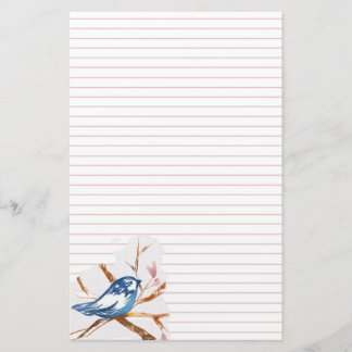 Papeterie Bluebird Dans Un Arbre Lettre Linne Rose Écriture