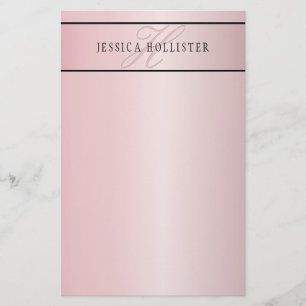 Papeterie Blush Élégant Faux Or Rose   Nom & Initiales