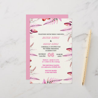 Papeterie Blush Pink Elegant Gold Wedding Invitation , Whit