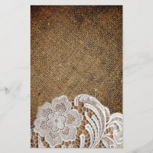 Papeterie bohème rustique pays occidental burlap et dentelle