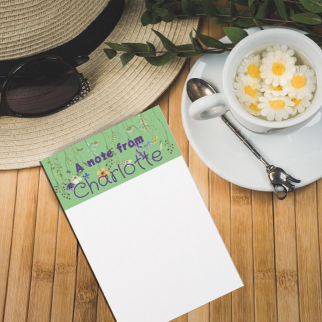 Papeterie Boho Country fleur sauvage aquarelle verte (Créateur téléchargé)