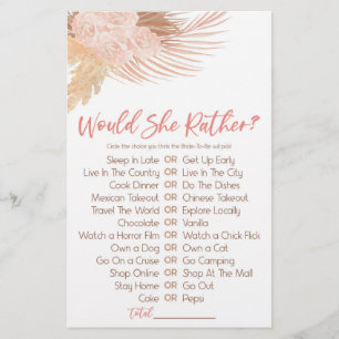 Papeterie Boho Pink Voulait-Elle Plaire ? Jeu Fête des marié