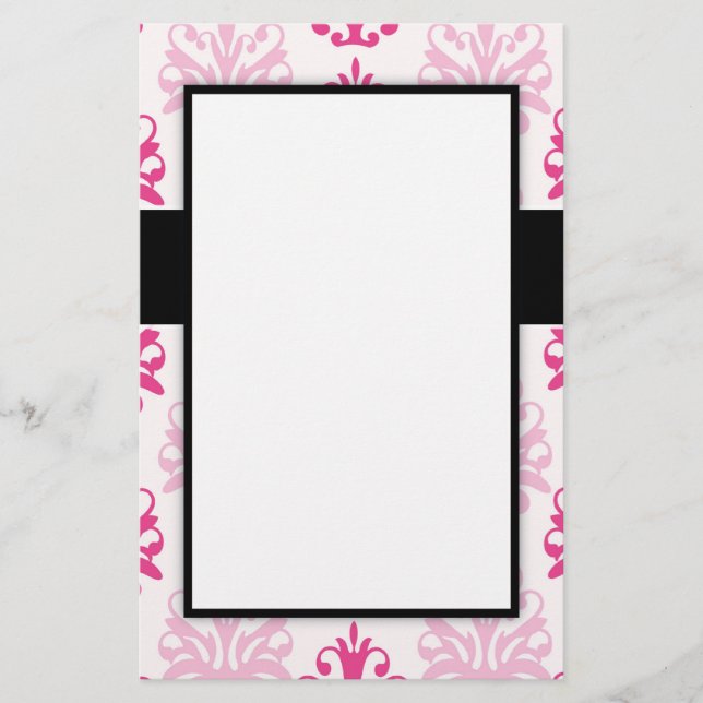 Papeterie Boho rose et rose foncé chic damask design (Devant)