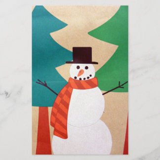 Papeterie Bonhomme de neige et arbres de vacances de Noël