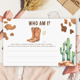 Papeterie Boots & Bubbly douche nuptiale Qui suis-je jeu
