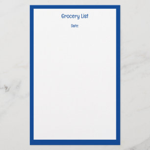 Papeterie Bordure bleue Couleur personnalisée Épicerie Liste