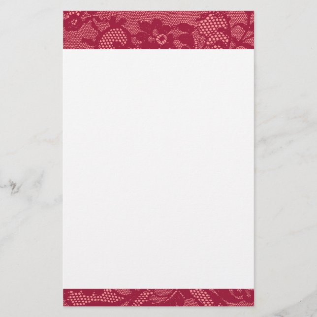 Papeterie Bordure de dentelle rouge profond élégant  Romanti (Devant)