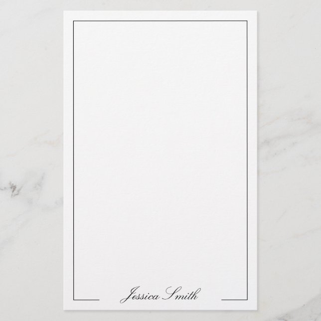 Papeterie Bordure de nom de monogramme de script élégant (Devant)