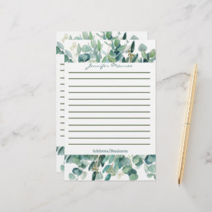 Papeterie Bordure d'eucalyptus personnalisée lignée