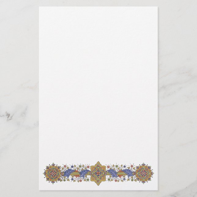 Papeterie Bordure dorée élégante avec papier à lettres Feuil (Devant)