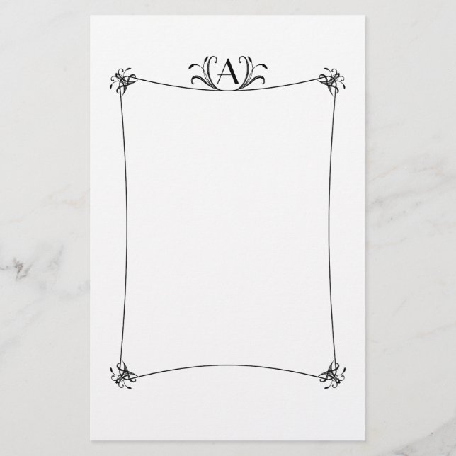 Papeterie Bordure Elégante Personnalisable Avec Monogramme (Devant)