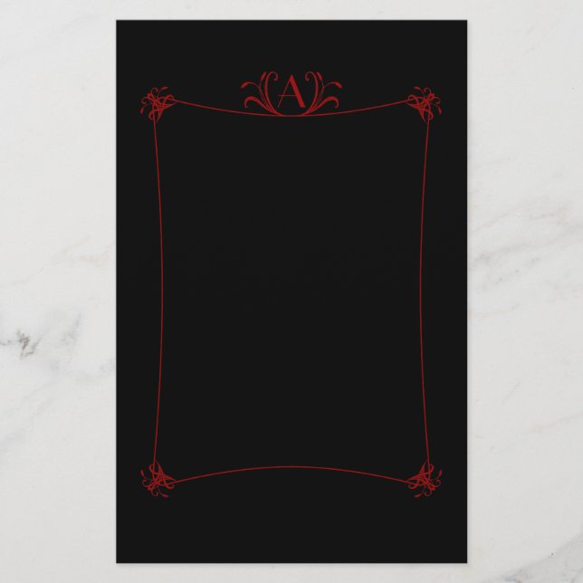 Papeterie Bordure Elégante Personnalisable Avec Monogramme (Devant)