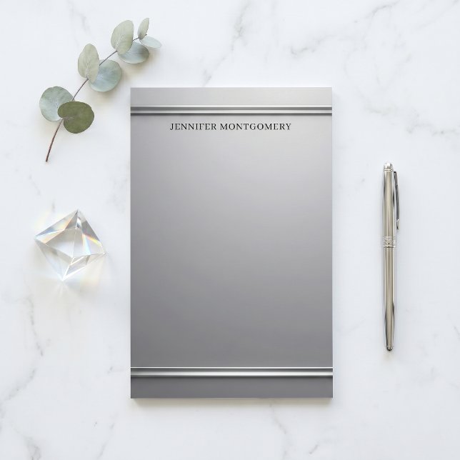 Papeterie Bordure Faux Embossée Élégante Argent Professionne (Créateur téléchargé)