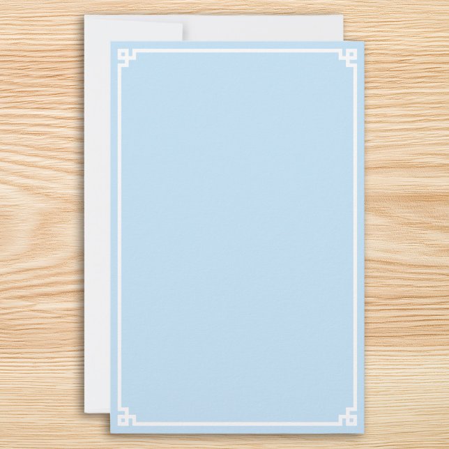 Papeterie Bordure grecque blanche et bleu pâle (Pale Blue and White Greek Key Border Stationery)