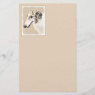 Papeterie Borzoi (Argent Brindle) Peinture Chien Art origina