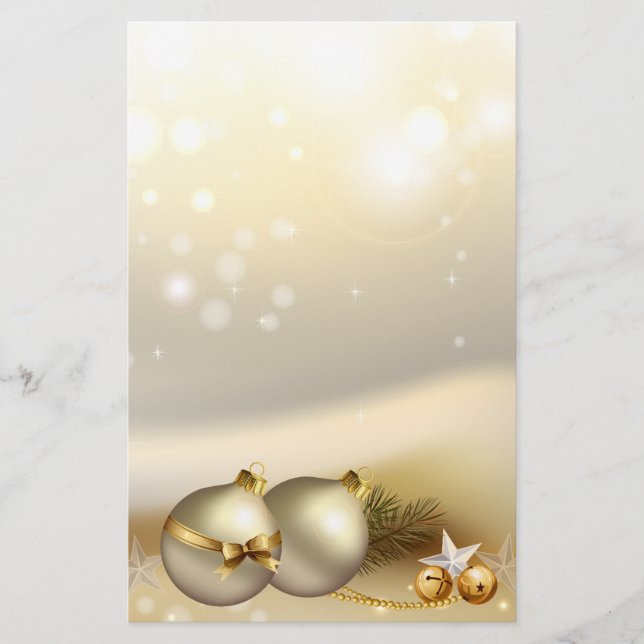 Papeterie Boules, Bells et étoiles d'or (Devant)