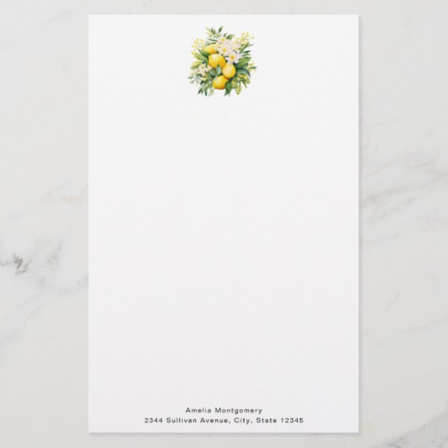 Papeterie Bouquet de citrons aux fleurs blanches (Devant)
