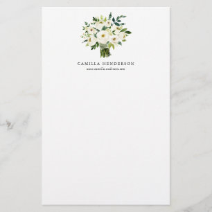 Papeterie Bouquet de fleurs blanches d'hiver d'aquarelle