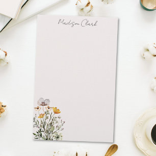 Papeterie Bouquet de fleurs sauvages séchées nom personnalis