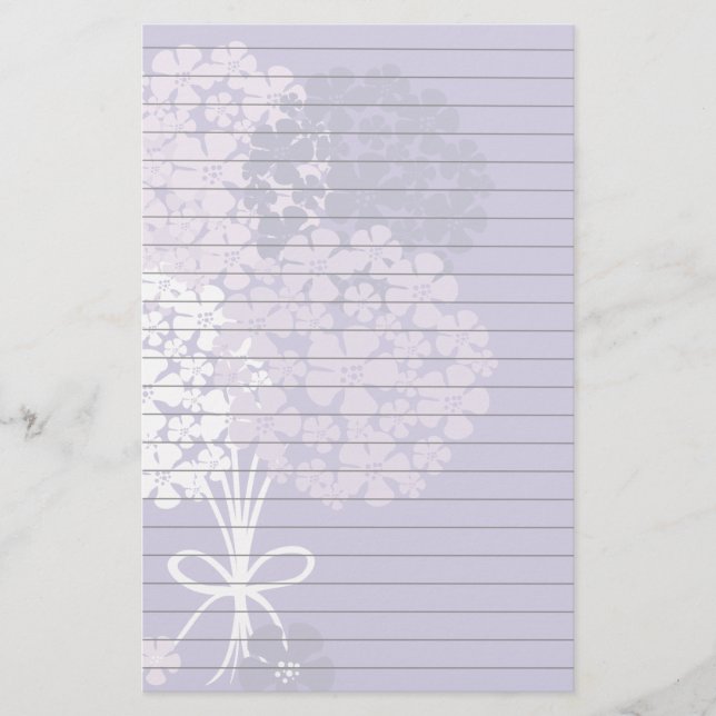 Papeterie Bouquet sur le papier rayé par bleu (Devant)