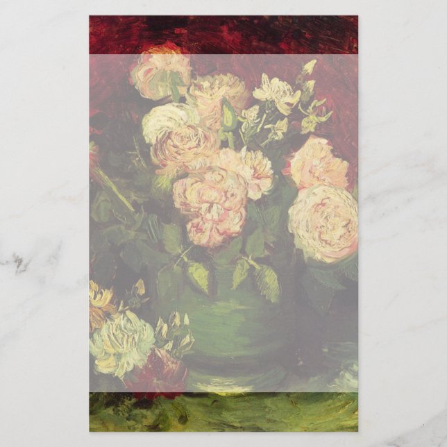 Papeterie Bowl avec Peonies et Roses par Vincent van Gogh (Devant)