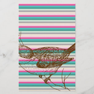 Papeterie branche d'oiseau animaux nature motif coloré art
