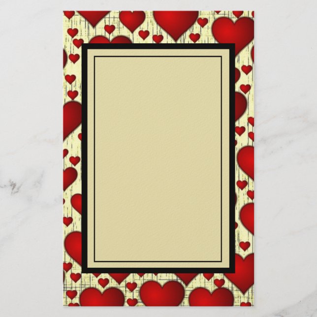 Papeterie Bright Red Romantic Hearts Motif (Devant)