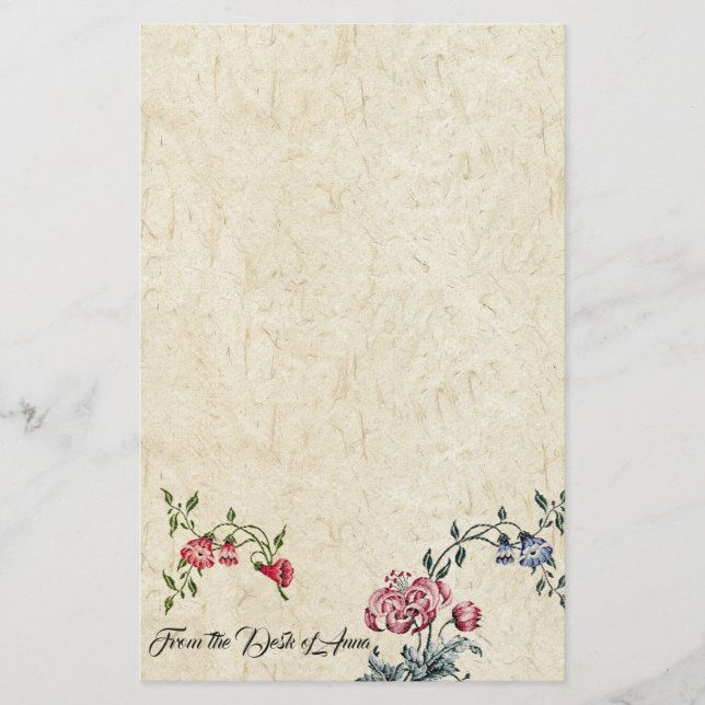 Papeterie Broderie florale Faux Papiers faits main (Devant)