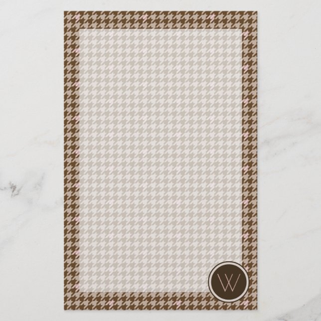 Papeterie Brown avec Rose Gold Accent Houndstooth (Devant)