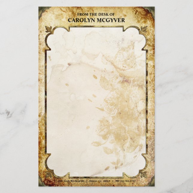 Papeterie Brun de cru et Flourish bronzage stationnaires (Devant)