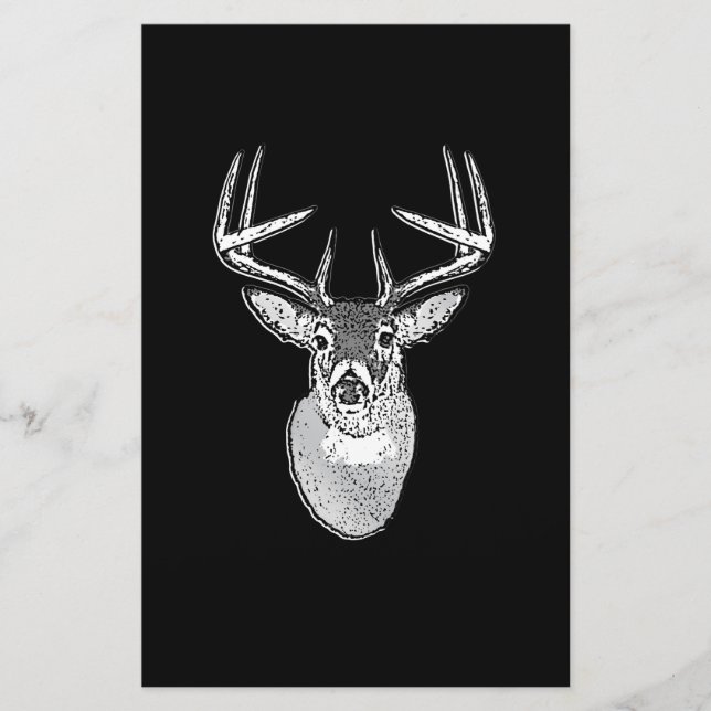 Papeterie Buck sur noir design White Tail Deer (Devant)