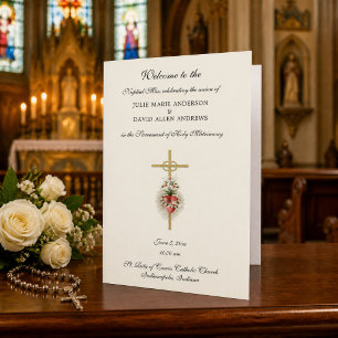 Papeterie Budget Élégant Programme de mariage catholique Pap
