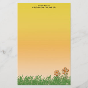 Papeterie Burlap Texture Orange Flower Art Personnalisé