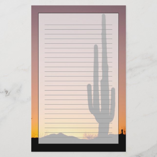 Papeterie Cactus de Saguaro au coucher du soleil (Devant)