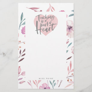 Papeterie Cadeau floral de professeur de belle aquarelle