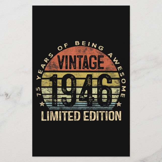 Papeterie Cadeaux de 75 ans Vintage 1946 Anniversaire (Devant)