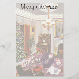 Papeterie Cadeaux d'emballage de Noël vintage dans le salon