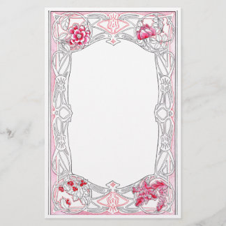 Papeterie Cadre vintage de Nouveau d'art avec le feuille et